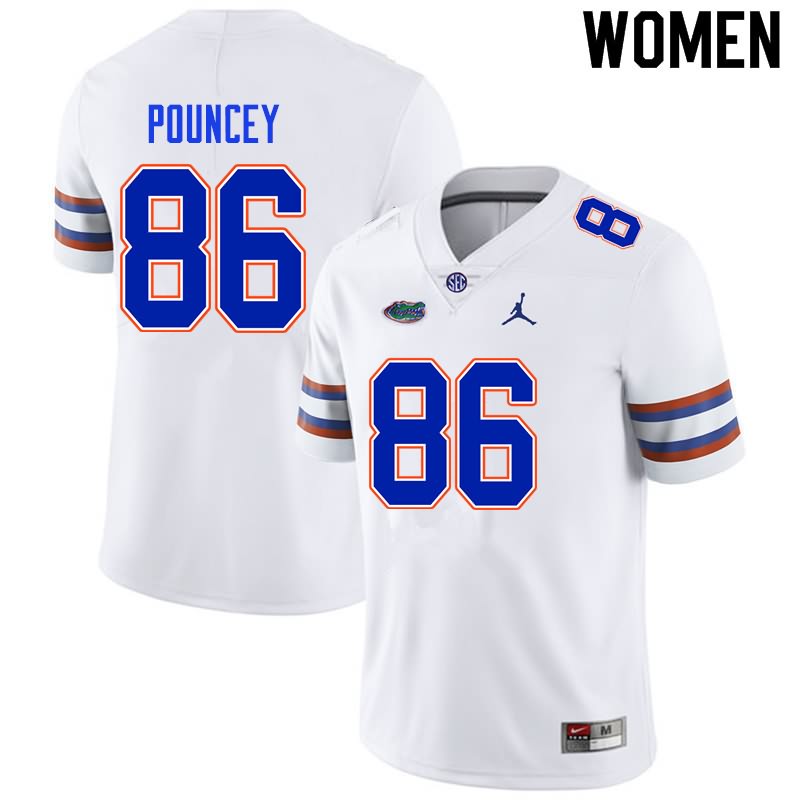 NCAA Florida Gators Jordan Pouncey Women's #86 Nike White Stitched Authentic College Football Jersey MLW8064KJ